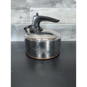 Vintage Paul Revere Ware 1801 Whistling Tea Kettle Pot Copper Bottom 1 Qt